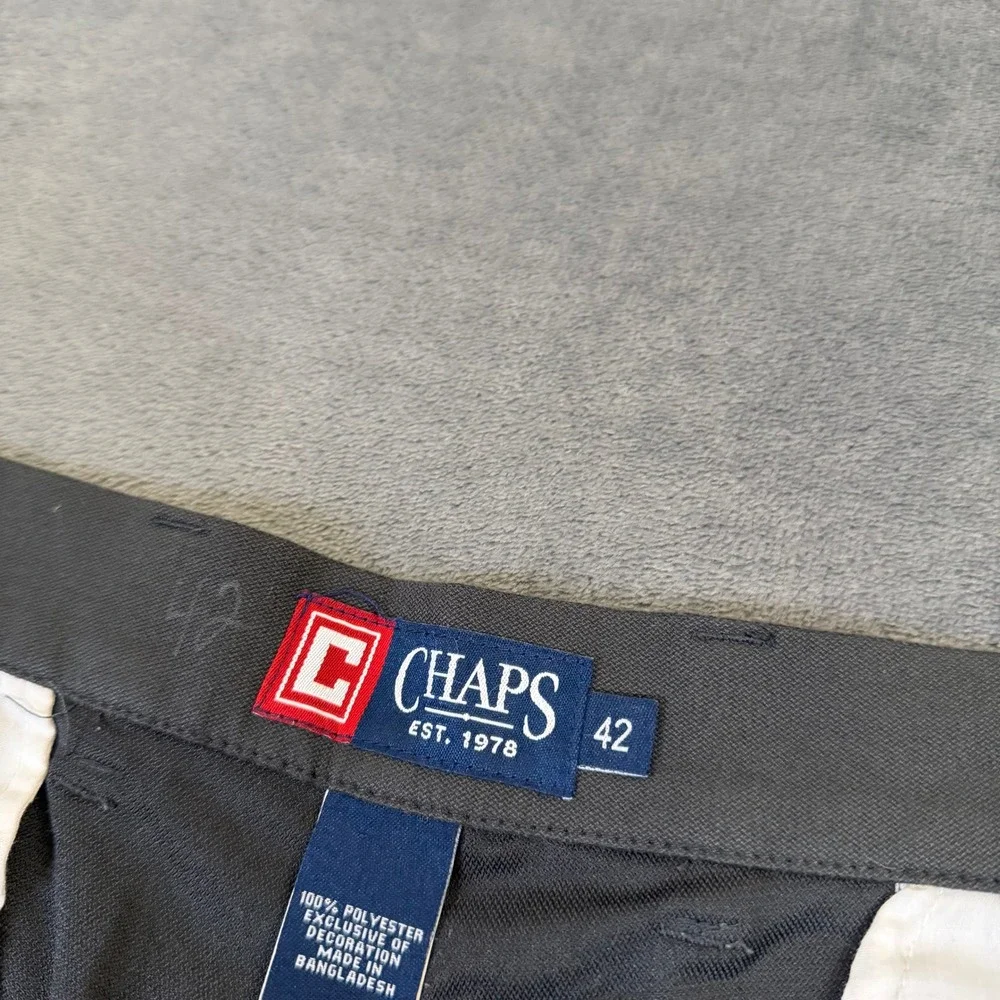 Chaps Flat Front Chino Shorts Mens 42 Gray Casual Performance Pockets